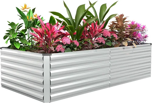 Miniatura 10 de Cama de jardín elevada con enrejado de arco para plantas trepadoras, cama de jardín elevada galvanizada, jardineras al aire libre para verduras