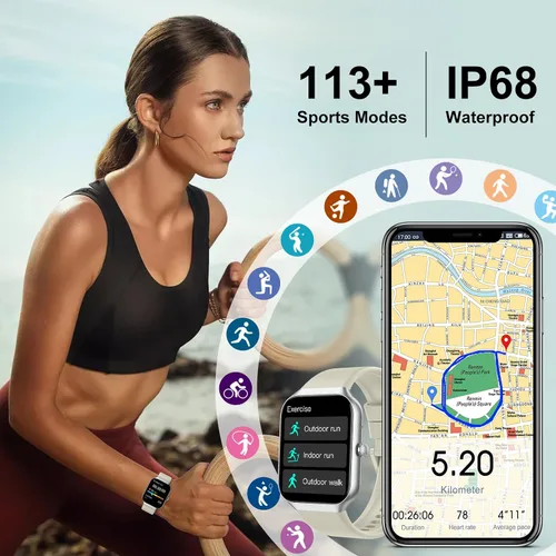 Miniatura 4 de Jugeman Relojes inteligentes para mujer (respuesta/hacer llamada), 1.96 pulgadas HD nuevo reloj inteligente con frecuencia cardíaca, monitor de Beige