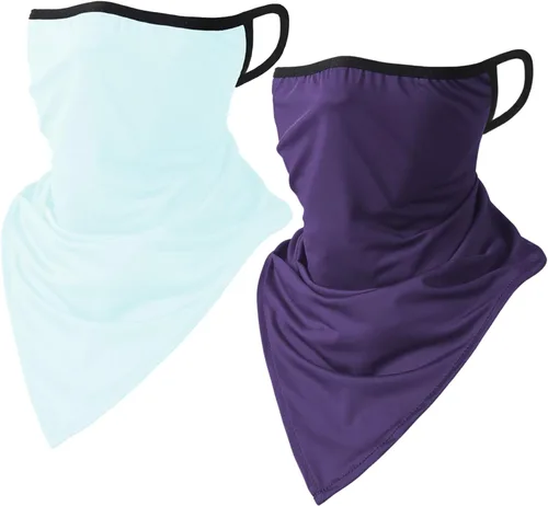 Miniatura 6 de CORIRESHA Polaina para el cuello de 2 piezas para mujer con trabillas para las orejas, cubierta de pasamontañas, protección contra el polvo y el sol
