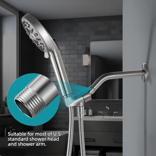 Miniatura 3 de Cobbe Brazo de ducha con brida y cinta de teflón, brazo de ducha montado en la pared de 10 pulgadas, extensión de acero inoxidable 304 para cabezal