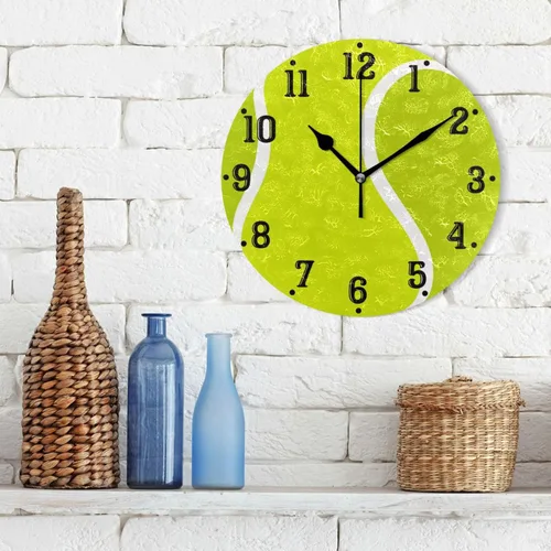 Miniatura 3 de Tarity Reloj de pared con pelota de tenis, funciona con pilas, silencioso, sin tictac, moderno, redondo, decoración para dormitorios, cocina, sala