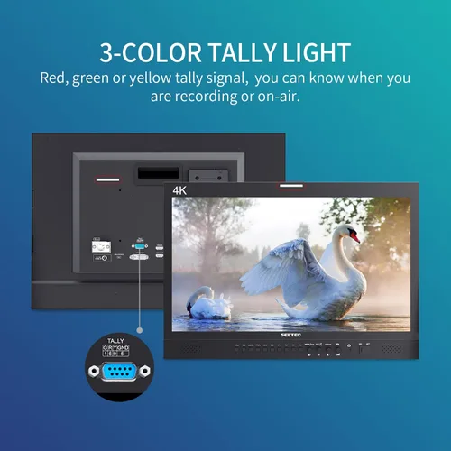 Miniatura 4 de P215-9HSD-CO 21.5 pulgadas 3G SDI 4K HDMI Broadcast Carry on Director Monitor con Full HD 1920x1080 3 Color Tally Light