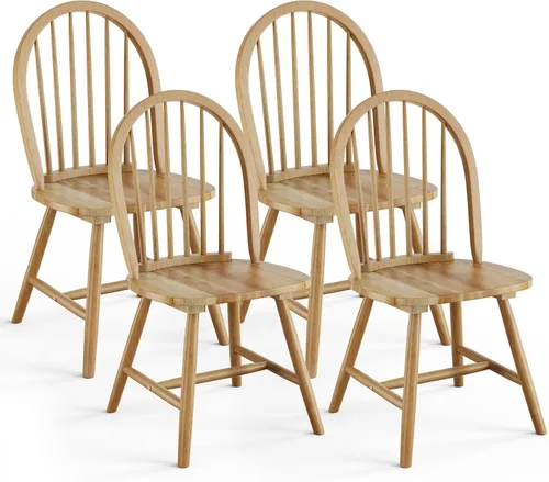Miniatura 10 de POWERSTONE Juego de 6 sillas de comedor, sillas Windsor de madera con respaldo de husillo, silla de comedor de granja, silla de cocina, color blanco