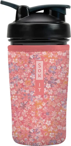 Miniatura 68 de Sok It BotlSok Botella Mezcladora de Proteínas con Funda Aislante de Neopreno (Floral Abstracto, Se Ajusta a Mezcladoras de 24oz)