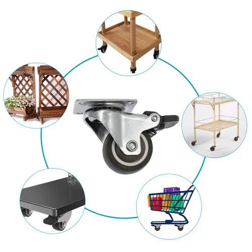 Miniatura 7 de Luomorgo Paquete de 4 ruedas giratorias de goma de 1.25 pulgadas con placa superior de 360 grados, ruedas de capacidad total de 140 libras