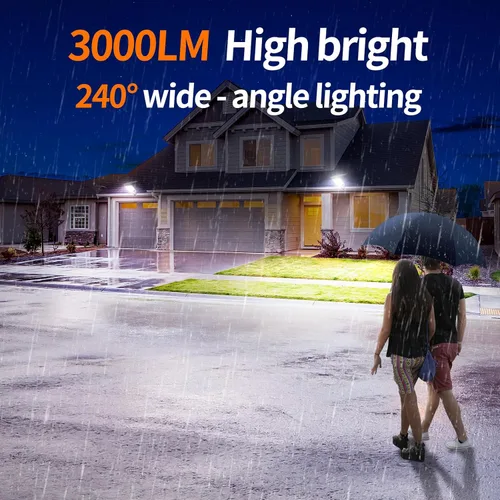 Miniatura 2 de intelamp Luces de calle solares para exteriores impermeables 3000LM 12500mAh Sensor de movimiento dual de atardecer a amanecer lámpara de inundación