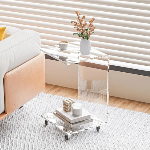 Miniatura 13 de Mesa auxiliar acrílica, mesa auxiliar de acrílico, mesa de centro transparente/mesita de noche para sala de estar, balcón, dormitorio, espacio