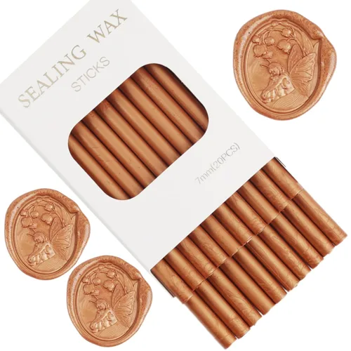 Miniatura 5 de Barras de sellado de cera de cobre, 20 varillas de sellado de cera para pistola de pegamento, sello de cera, invitaciones de boda, sellado de letras