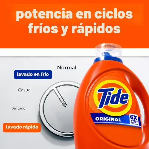 Miniatura 9 de Tide Jabón líquido, detergente para ropa, alta eficiencia, aroma original, 64 cargas