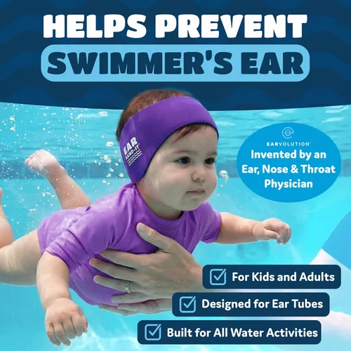 Miniatura 2 de Vinchas de natación EAR BAND-IT, tamaño PEQUEÑO (de°1°a°3°años), inventado por un médico. Mantiene el agua fuera y los tapones de oído en su lugar.