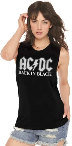 Miniatura 3 de ACDC 1973 Heavy Metal Rock Band Music Group Back in Black Ladies Muscle Tank Top