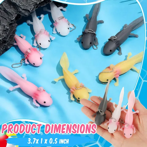Miniatura 2 de Shappy 24 llaveros de animales de ajolote de San Valentín, regalos a granel, lindas figuras de animales en miniatura de color rosa suave para el día
