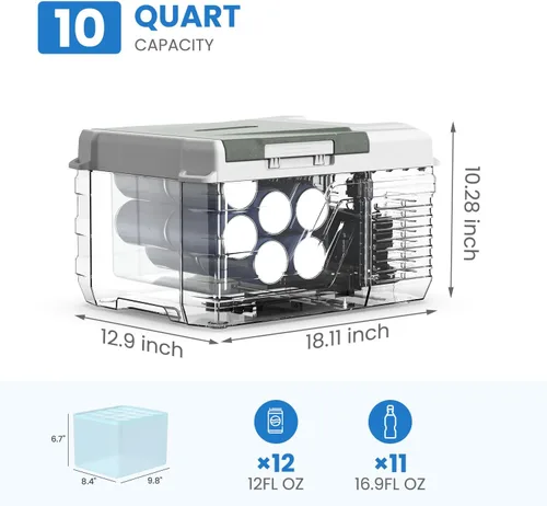 Miniatura 3 de Alpicool Refrigerador de 12 Voltios Refrigerador de Coche 12V Refrigerador de Coche Pequeño de 10 Cuartos Refrigerador Portátil 12/24V DC 110~240