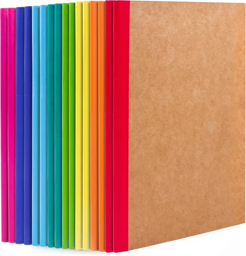 Miniatura 11 de feela Paquete de 16 cuadernos de composición al por mayor, cubierta de papel kraft, páginas rayadas con renglones universitarios, diarios de 8