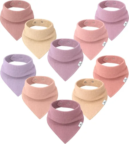 Miniatura 27 de DiaperSquad's 100% Organic Cotton Baby Drool Bibs, Super Absorbent & Adjustable Baby Bibs for Drooling and Teething Neutro