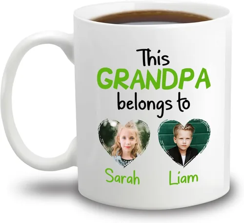 Miniatura 12 de Tazas con fotos personalizadas para abuelo, regalo para el mejor abuelo del mundo, taza de café personalizada para abuelo, taza para abuelos