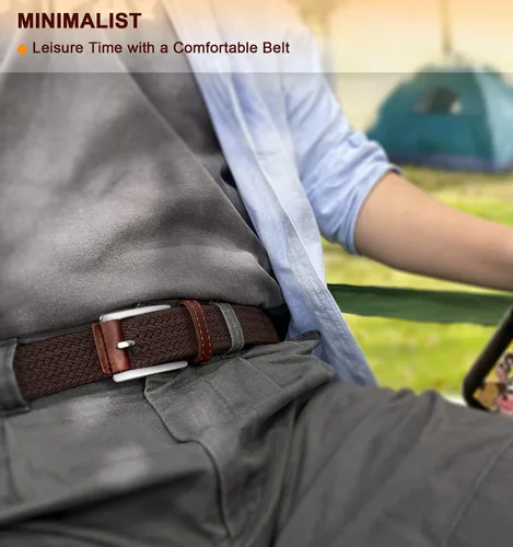 Miniatura 8 de BULLIANT Cinturón para hombre, paquete de 2, elástico, trenzado, para regalo, para pantalones de mezclilla de golf, 1 38 pulgadas