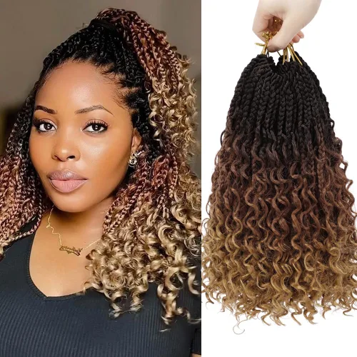 Miniatura 27 de Goddess Box Braids 1B3330 - Trenzas de ganchillo bohemias de 10 pulgadas para mujeres negras, paquete de 7 paquetes de trenzas bohemias preenlazadas