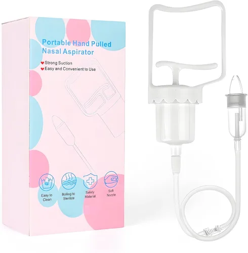 Aspirador nasal para bebé, potente bomba de mano para la nariz del bebé, aspirador nasal para bebé con punta de nariz de silicona suave para un