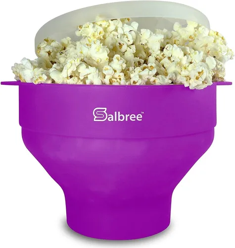 La máquina original Salbree para palomitas de maíz plegable de silicona para microondas, cuenco microondas con capacidad para 16 tazas, utiliza aire