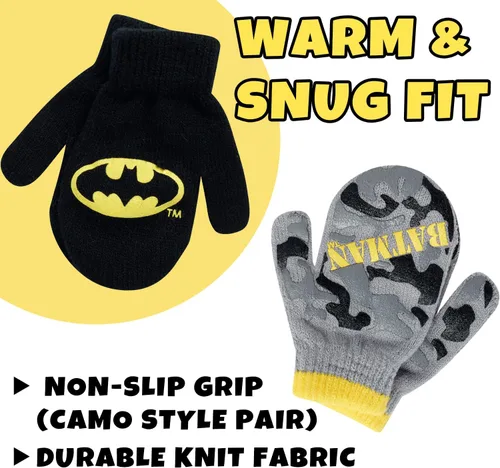 Miniatura 26 de DC Comics Conjunto de 2 pares de guantes o manoplas de invierno de Batman para niños (niños pequeños)