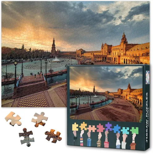 Miniatura 14 de Rompecabezas de Venecia para adultos de 1000 piezas, rompecabezas del Gran Canal, Basílica de Santa María Della Sa, rompecabezas para adultos