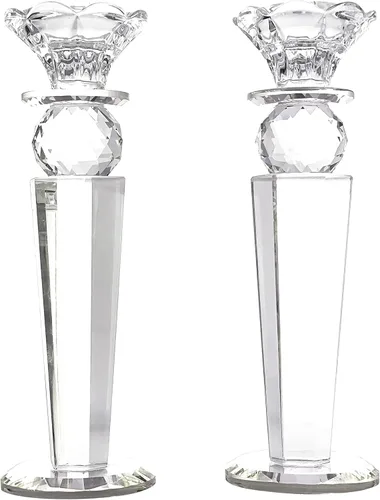 Allgala Juego de 2 candelabros de bola hechos a mano con pilar cónico inverso hecho a mano de 8.5 pulgadas HD89151