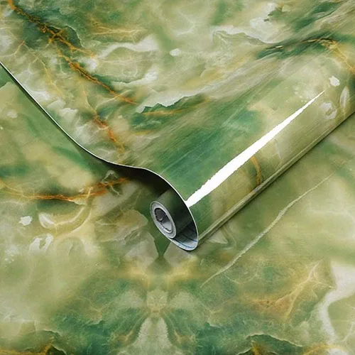 Miniatura 9 de Moyishi Vinilo autoadhesivo con aspecto de granito, película de mármol brillante, para encimera, despegar y pegar, 15.8 x 118 pulgadas (ámbar)