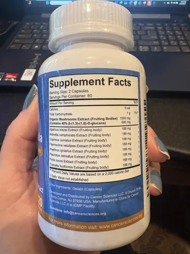 Miniatura 9 de Suplementos de bienestar prostático Cancer Sciences para hombres, extracto de hongos orgánicos certificados por USDA, extra fuerte 1,500 mg, alta
