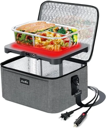Miniatura 12 de Aotto Horno portátil, lonchera eléctrica, calentador de alimentos – 12 V/24 V/110 V 3 en 1 calentador de alimentos para coche – Fiambrera térmica