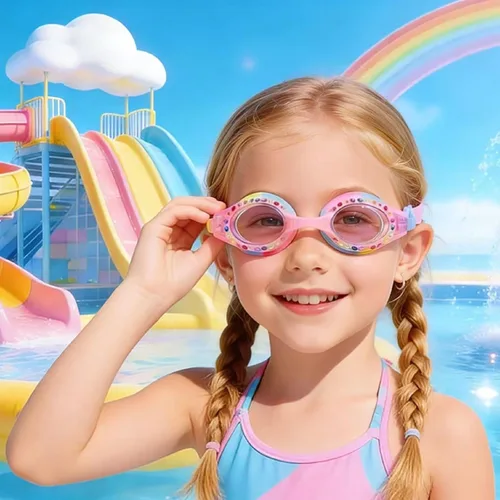 Miniatura 2 de Gafas de natación para niñas de 4 a 12 años Sin fugas, protección UV antivaho con funda rígida de alta calidad