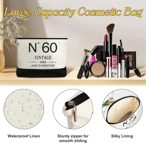 Miniatura 3 de YeohJoy Regalos de 60 cumpleaños para mujeres, bolsa de lona para viaje, regalos únicos de 60 años para su esposa, hermana, mamá, tía, amigas, bolso