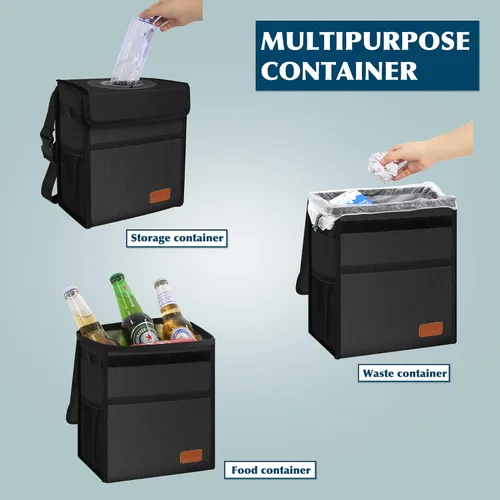 Miniatura 3 de Femuar Cubo de basura para automóvil a prueba de fugas con tapa, impermeable, para SUV, bolsa de basura plegable y portátil, color negro