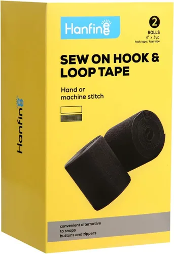 Cinta de velcro para coser de 4 pulgadas de ancho, cinta de nailon no adhesiva para coser manualidades, ropa, zapatos (negro, 3 yardas)