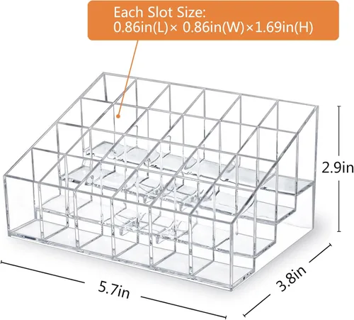 Miniatura 2 de MOSIKER Organizador de lápiz labial, pequeño plástico transparente, compacto, brillo labial, soporte para rímel de muestras de perfume con 24 ranuras
