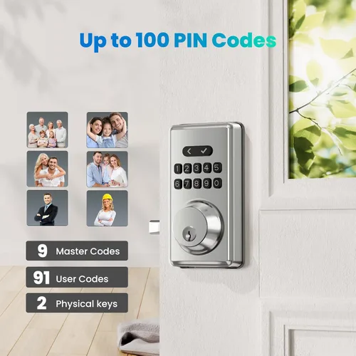 Miniatura 2 de Cerradura de puerta sin llave con teclado, cerrojo de seguridad, cerraduras digitales inteligentes con código, cerradura automática, contraseña