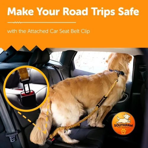 Miniatura 6 de Correa elástica para perro con absorción de golpes de 4 a 7 pies para Golden Retreivers con hebilla de cinturón de seguridad y mango acolchado