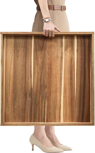 Miniatura 8 de MAONAME Bandeja de Servir de Madera con Asas, Bandeja Decorativa Blanca para Mesa de Café, Bandeja Rectangular Moderna, Bandeja Otomana de Madera