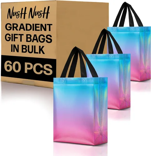 Miniatura 29 de Nush Nush Bolsas de regalo de color azul aguamarina de gran tamaño – Juego de 30 bolsas de regalo azul claro brillante con asas a granel – Bolsa