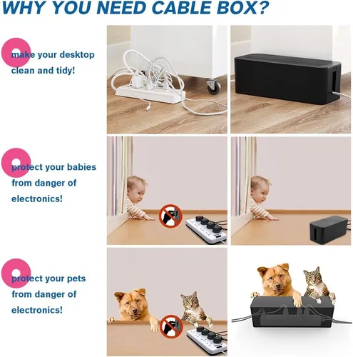 Miniatura 6 de ShellKingdom Caja de organización de cables, 2 juegos de organizadores de cables para gestión de cables y cables, almacenamiento y soporte