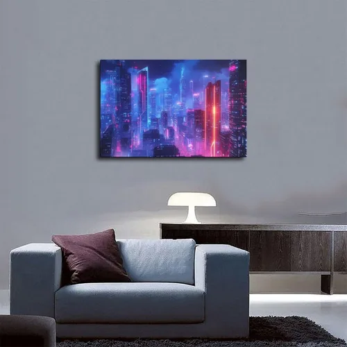 Miniatura 5 de ZMLIS Dreamy Neon Cyberpunk Poster, Retro Futuristic Wall Art Print, Niche Urban Night City Home Decor Canvas Poster Bedroom Decor Sports Landscape