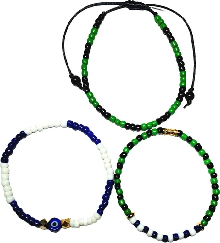 Miniatura 15 de Hecho a mano contra el mal de ojo orishas joyería de protección Ilde elástico elástico ajustable con cuentas unisex amuleto pulsera conjunto