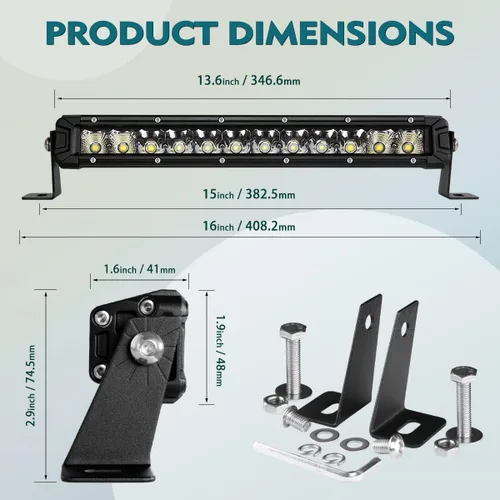 Miniatura 2 de Barra de luz LED, Rigidhorse de una sola fila de barras de luz LED, foco de inundación, haz combinado fuera de carretera