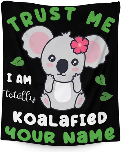 Miniatura 22 de Manta Koala para los amantes del koala, tamaño de cuna de 40 x 50 pulgadas, manta suave y acogedora para regalo, manta negra de dibujos animados