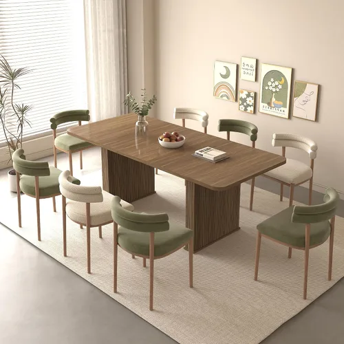 Miniatura 7 de Mesa de comedor extensible de 62.99 a 78.7 pulgadas para 6, 8 y 10, moderna mesa expandible de cocina de madera de granja, mesas de conferencias