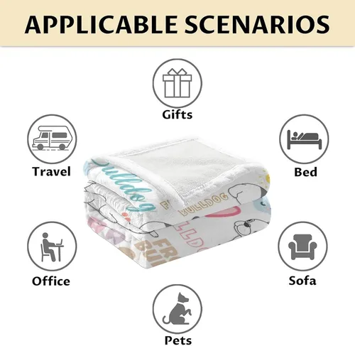 Miniatura 6 de Regalos de bulldog francés para niños, 30 x 40 pulgadas, mantas de bulldog francés tamaño regazo, mantas suaves y peludas con temática de perros