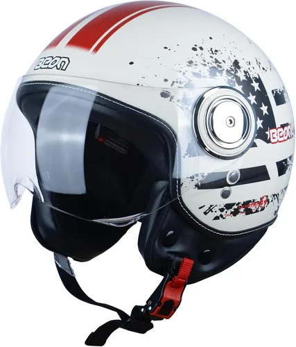 Miniatura 8 de Open Face Motorcycle Helmet for Adults,DOT Approved - Moped Half Vespa Retro Helmet with Anti-Scratch Visor for Men and Women