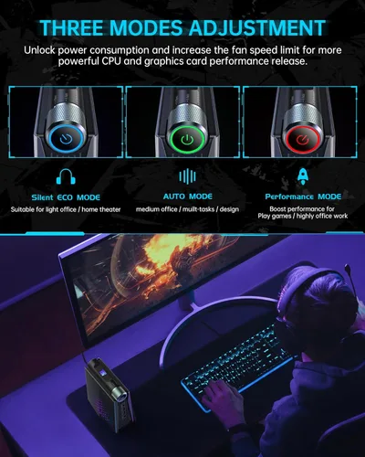 Miniatura 4 de ACEMAGICIAN S3A Luz de Juego Mini PC, Ryzen 7 5875U, 32GB DDR4 1TB SSD Mini Computadoras Luces RGB, Computadora de Escritorio para Oficina WiFi6