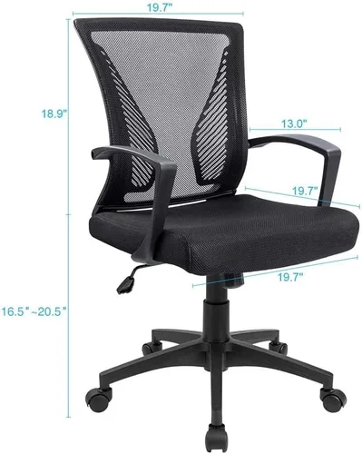 Miniatura 3 de Furmax Silla de oficina ergonómica de escritorio para computadora, silla de malla, respaldo medio, soporte lumbar giratorio con reposabrazos