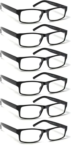 BIENCOOL Paquete de 6 lentes de lectura tradicionales para hombres y mujeres con bisagras de resorte Paquete de 6 negro